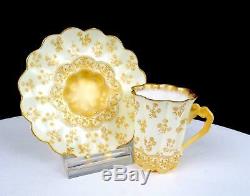 Doulton Burslem Porcelain Tall Scalloped 2 3/8 Demitasse Cup & Saucer 1891-1902