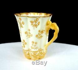 Doulton Burslem Porcelain Tall Scalloped 2 3/8 Demitasse Cup & Saucer 1891-1902