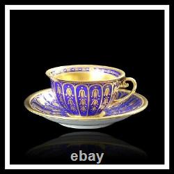 Dresden Demitasse Cup & Saucer Gold Encrusted Over Cobalt