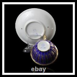 Dresden Demitasse Cup & Saucer Gold Encrusted Over Cobalt