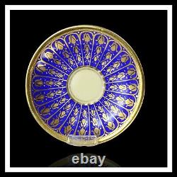 Dresden Demitasse Cup & Saucer Gold Encrusted Over Cobalt