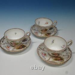 Dresden Porcelain 3 Demitasse Espresso Cups, 3 Saucers