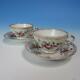 Dresden Richard Klemm China Pair Of Flower Decorated Demitasse Cups & Saucers
