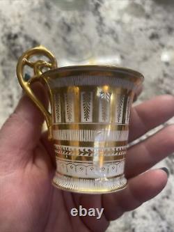 Dresden Richard Klemm Gold Gilt Striped Demitasse Cup & Saucer Antique