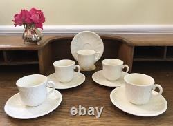Du Barry by Faiencerie de Gien France Creamy White 5 Demitasse Cups & Saucers