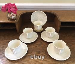 Du Barry by Faiencerie de Gien France Creamy White 5 Demitasse Cups & Saucers