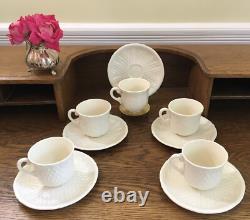 Du Barry by Faiencerie de Gien France Creamy White 5 Demitasse Cups & Saucers