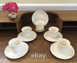Du Barry by Faiencerie de Gien France Creamy White 5 Demitasse Cups & Saucers