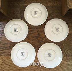 Du Barry by Faiencerie de Gien France Creamy White 5 Demitasse Cups & Saucers