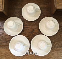 Du Barry by Faiencerie de Gien France Creamy White 5 Demitasse Cups & Saucers