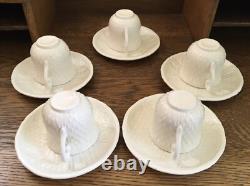 Du Barry by Faiencerie de Gien France Creamy White 5 Demitasse Cups & Saucers
