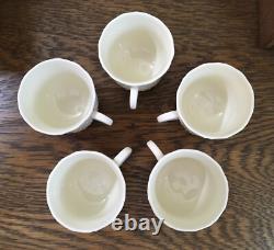 Du Barry by Faiencerie de Gien France Creamy White 5 Demitasse Cups & Saucers