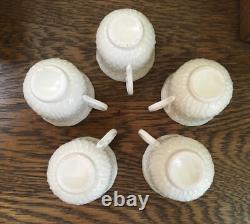 Du Barry by Faiencerie de Gien France Creamy White 5 Demitasse Cups & Saucers