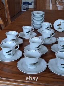 Dutch 3 Piece Demitasse Teacup, Saucer & Dessert Plate Hollandse Bird Pattern