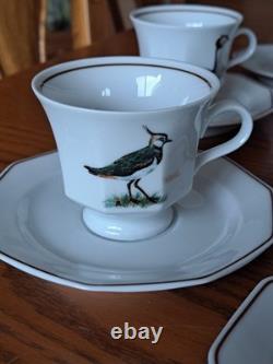 Dutch 3 Piece Demitasse Teacup, Saucer & Dessert Plate Hollandse Bird Pattern