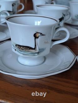 Dutch 3 Piece Demitasse Teacup, Saucer & Dessert Plate Hollandse Bird Pattern