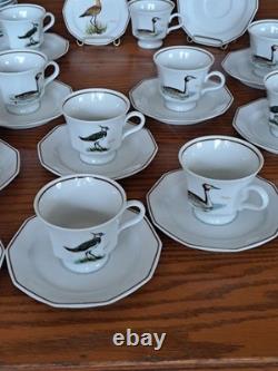 Dutch 3 Piece Demitasse Teacup, Saucer & Dessert Plate Hollandse Bird Pattern