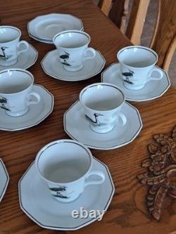 Dutch 3 Piece Demitasse Teacup, Saucer & Dessert Plate Hollandse Bird Pattern