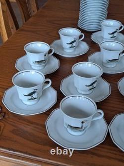 Dutch 3 Piece Demitasse Teacup, Saucer & Dessert Plate Hollandse Bird Pattern