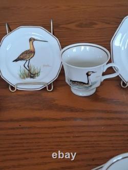 Dutch 3 Piece Demitasse Teacup, Saucer & Dessert Plate Hollandse Bird Pattern