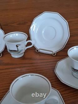 Dutch 3 Piece Demitasse Teacup, Saucer & Dessert Plate Hollandse Bird Pattern