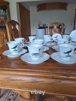 Dutch 3 Piece Demitasse Teacup, Saucer & Dessert Plate Hollandse Bird Pattern