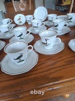 Dutch 3 Piece Demitasse Teacup, Saucer & Dessert Plate Hollandse Bird Pattern