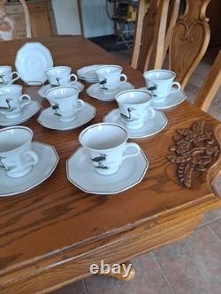 Dutch 3 Piece Demitasse Teacup, Saucer & Dessert Plate Hollandse Bird Pattern
