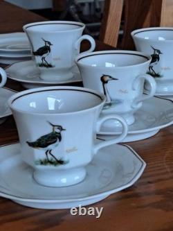Dutch 3 Piece Demitasse Teacup, Saucer & Dessert Plate Hollandse Bird Pattern