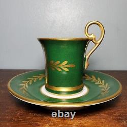 E. G. Limoges Empress Josephine Hand Painted Green Demitasse Porcelain Cup Saucer