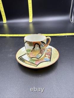 EBay TitleVintage Japanese Geisha Demitasse Cup & Saucer Set Lot of 7