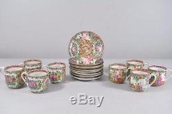 Early 20th Cent Set 8 Demitasse Cups/saucers Chinese Rose Medallion + 1 Saucer