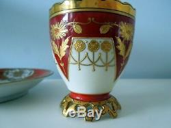 Early Art Deco Pirkenhammer Czech Demitasse Cup Saucer Orange Raised Gold