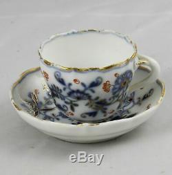 Early Meissen Rich Blue Onion Demitasse Cup & Saucer Crossed Swords Mark