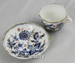 Early Meissen Rich Blue Onion Demitasse Cup & Saucer Crossed Swords Mark