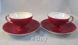 Eight (8) Vintage Noritake Art Deco Demitasse Cups and Saucers Red M in Wreath