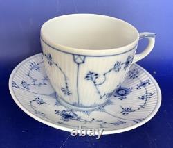 Eight Vintage Royal Copenhagen Blue Fluted Plain Demitasse Cups and Saucers