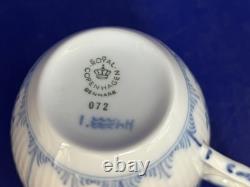 Eight Vintage Royal Copenhagen Blue Fluted Plain Demitasse Cups and Saucers
