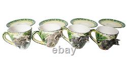 Elephant Demitasse Set 4 Cups&Saucers Safari South Africa IntuArt VTG New Signed