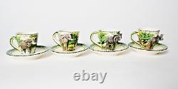 Elephant Demitasse Set 4 Cups&Saucers Safari South Africa IntuArt VTG New Signed