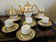 Elite Limoges Green Gold Encrusted Tea Pot Cup Saucer Creamer Sugar Bowl 4 Set