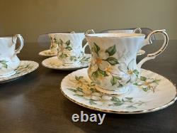 Elizabethan DOGWOOD (Swirl Scalloped) 5 Demitasse Cups & Saucers