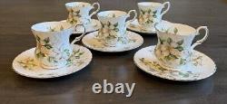 Elizabethan DOGWOOD (Swirl Scalloped) 5 Demitasse Cups & Saucers