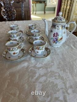 Empress Dresden Flowers Demitasse Set Coffee Cups And Saucers