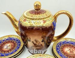 Eschenbach Roswitha Demitasse Tea Coffee Set Cobalt Blue Porcelain 22k Gold 29pc