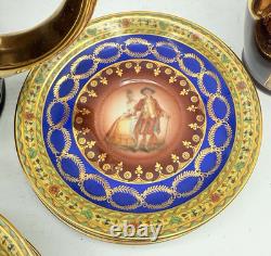 Eschenbach Roswitha Demitasse Tea Coffee Set Cobalt Blue Porcelain 22k Gold 29pc