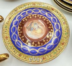 Eschenbach Roswitha Demitasse Tea Coffee Set Cobalt Blue Porcelain 22k Gold 29pc