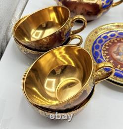Eschenbach Roswitha Demitasse Tea Coffee Set Cobalt Blue Porcelain 22k Gold 29pc