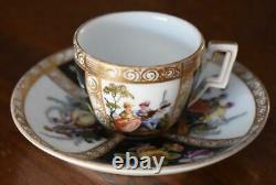 Est Demitasse Cup & Saucer Coll #4 1850 Helena Wolfsohn Dresden Courting Scenes