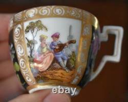 Est Demitasse Cup & Saucer Coll #4 1850 Helena Wolfsohn Dresden Courting Scenes